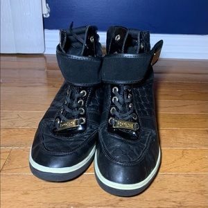 Bebe Black Sneaker-Style Colby Wedges (Size 9.5)